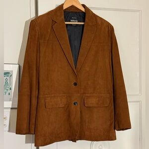 Mango Women's Tan Suede Blazer